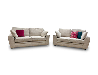 'Chalfont' Beige Tight Weave Fabric 3 + 2 Seater Sofa Set