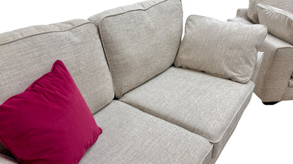 'Chalfont' Beige Tight Weave Fabric 3 + 2 Seater Sofa Set
