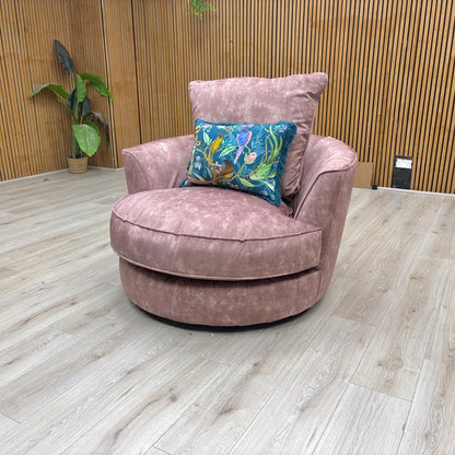 'Legend' Sublime Dusk Pink Velvet Swivel Chair