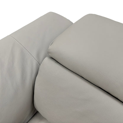 'Napoli' Light Grey Leather Right Hand Facing Power Recliner Open End Chaise Sofa