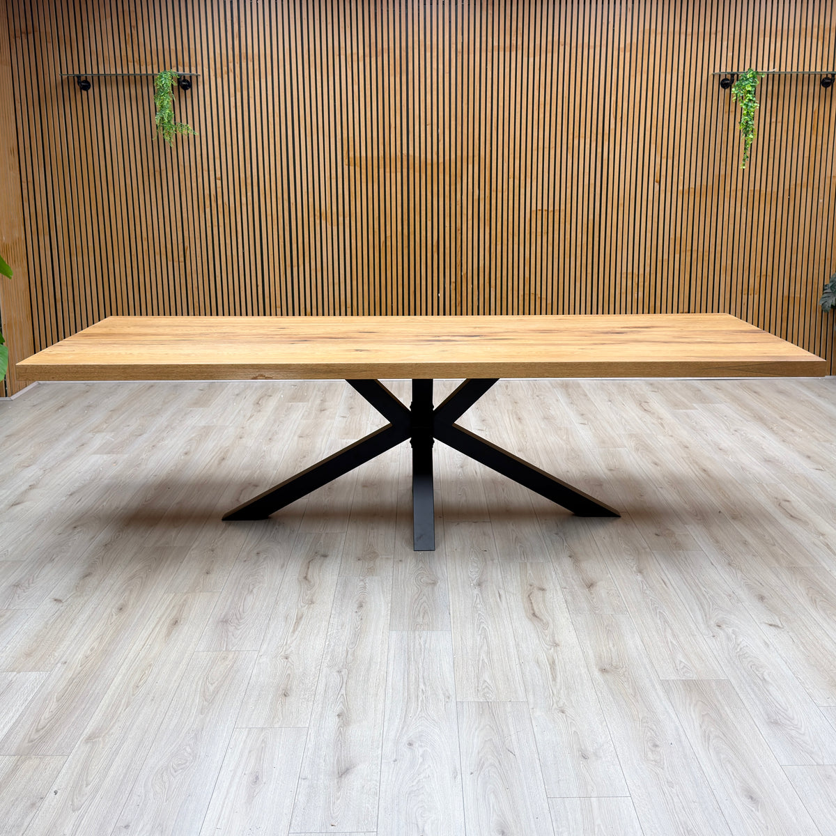 Bodahl Terra 1 Oiled Solid Oak Straight Top 280cm Dining Table with Metal Star Base – view 3