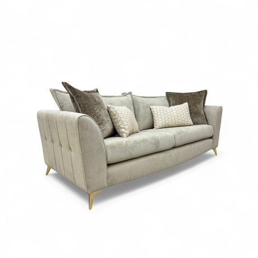 'Luella' Soft Sherpa Stone Mix 4 Seater Sofa