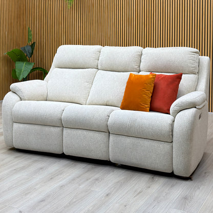 G Plan 'Kingsbury' C931 Rush Cream Fabric 3 Seater Power Recliner Sofa with Power Headrests and Power Lumbar