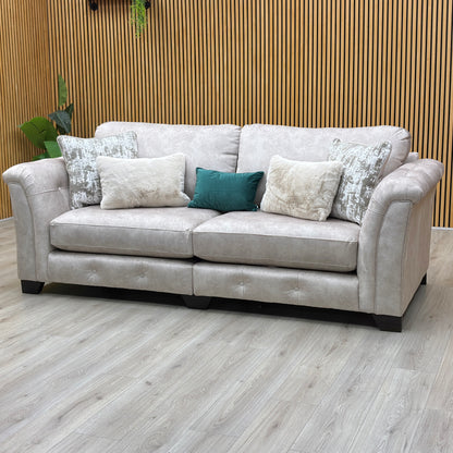 ‘Aura' Kenzo Cream Dw Ft Fabric 4 Seater Classic Back Split Frame Sofa