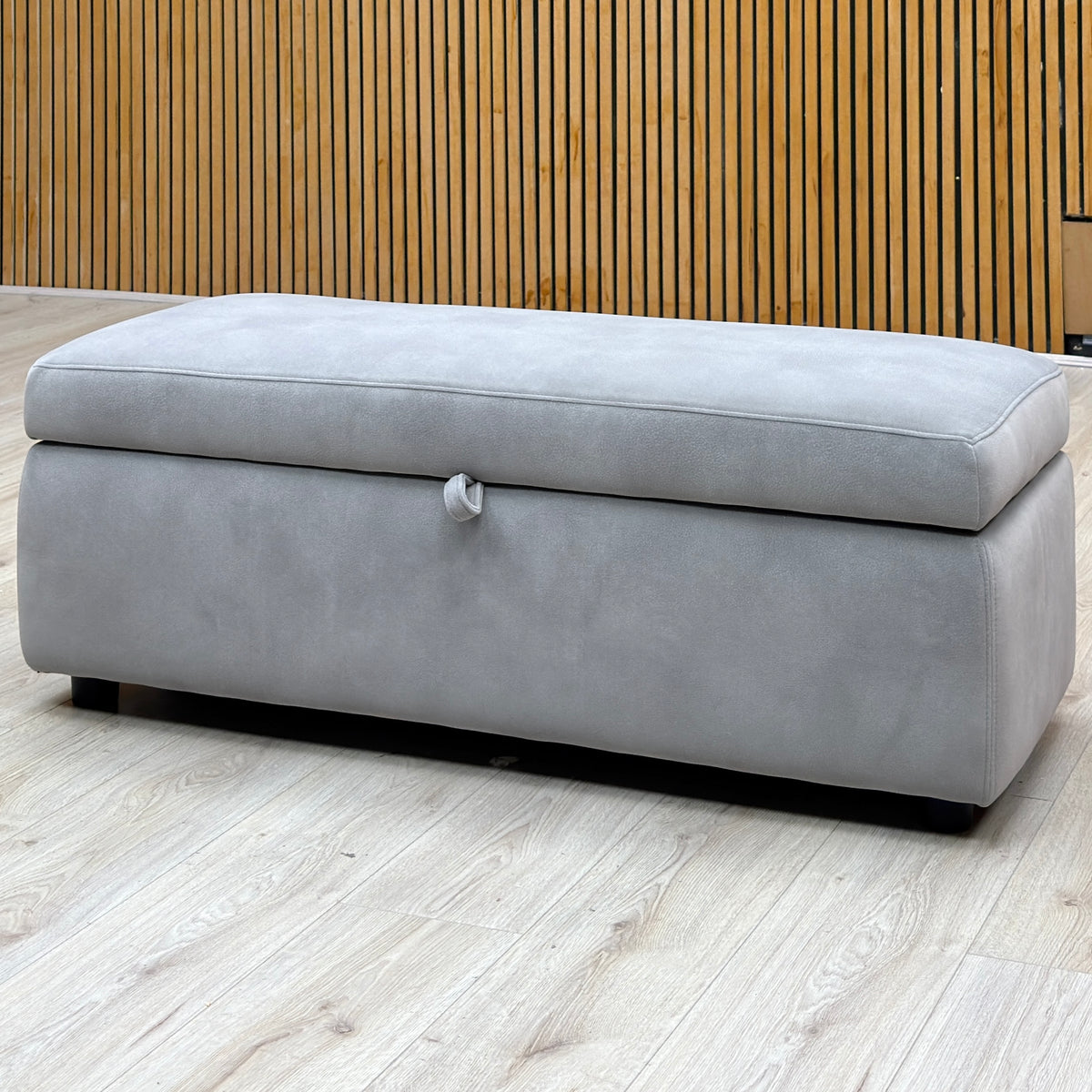'Stark' Dexter Smoke Grey Velvet Fabric 120cm Blanket Storage Box Footstool