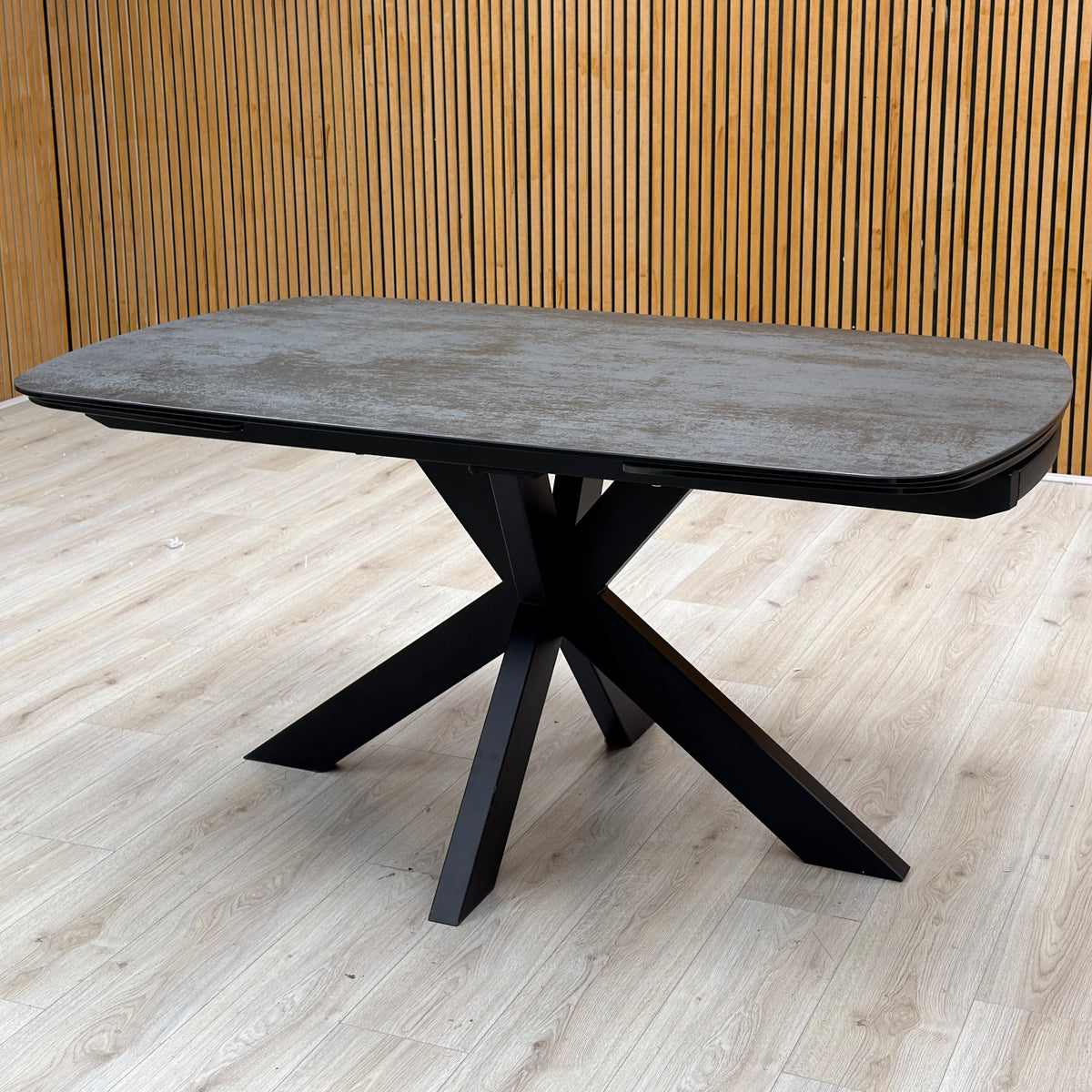 'Raul' Titanium Grey Ceramic 160cm Draw Leaf Extending Dining Table