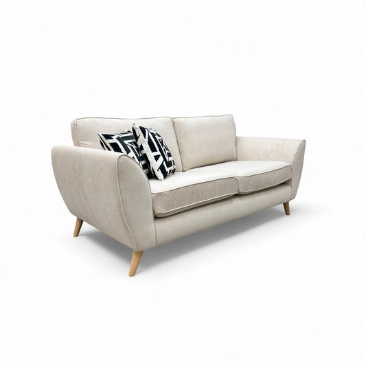 'Chico' Cream Plaza Linen 2 Seater Sofa