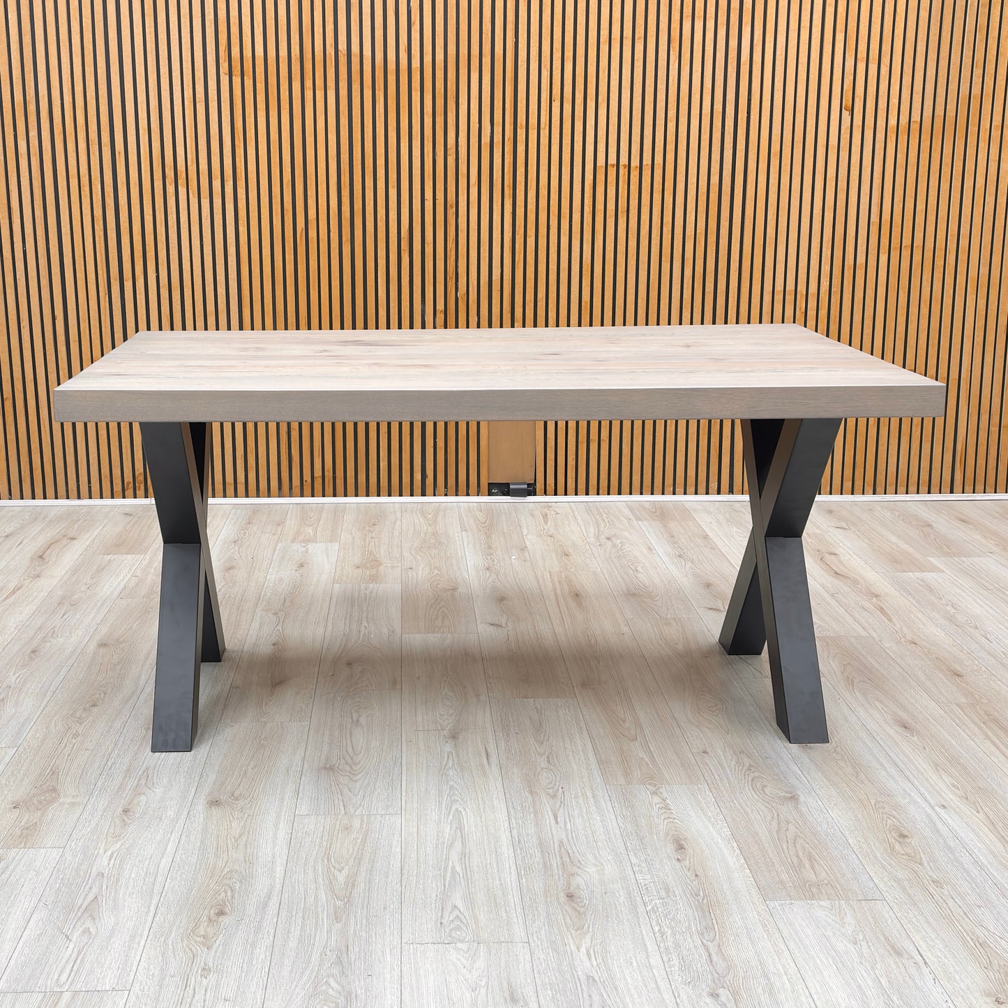 Bodahl ‘Terra’ 8 Vintage Grey Solid Oak 160cm Straight Edge Compact Dining Table with Steel Grey Fabric Set of 4 Swivel Dining Chairs Furniture Village