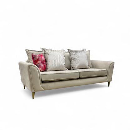 'Alyssia' Stone Alyssia Metallic Combination Pillow Back 4 Seater Sofa