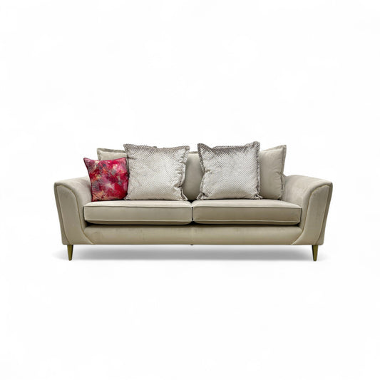 'Alyssia' Stone Alyssia Metallic Combination Pillow Back 4 Seater Sofa