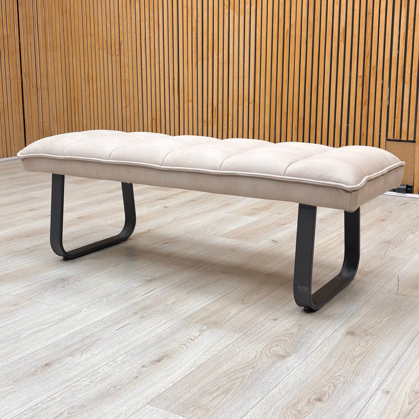 ‘Luno’ Taupe Faux Leather Low Bench