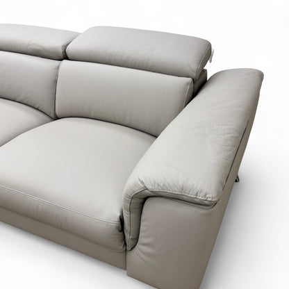 'Napoli' Light Grey Leather Left Hand Facing Power Recliner Open End Chaise Sofa