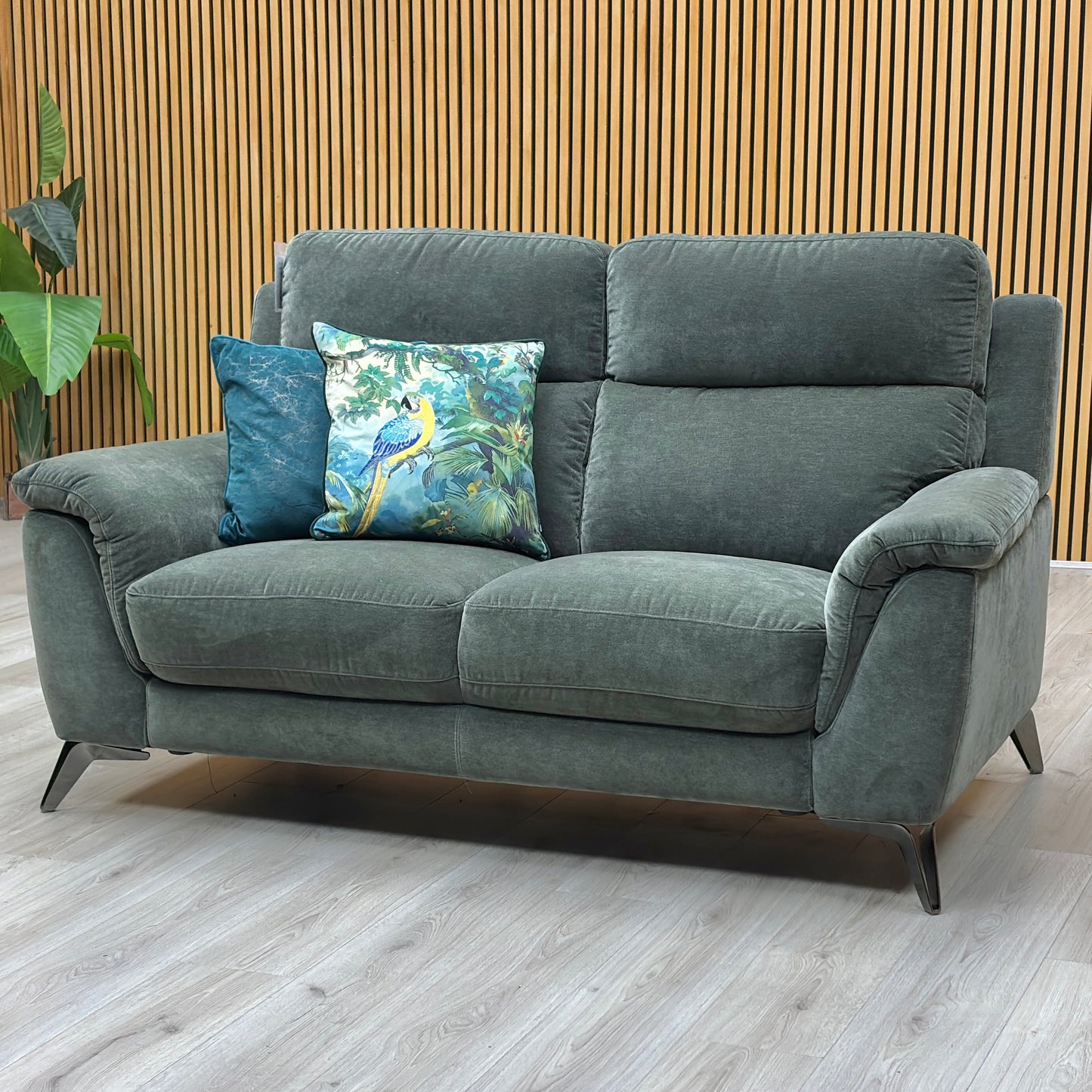 ‘Contempo’ Peacock Green Fabric 2 Seater Sofa
