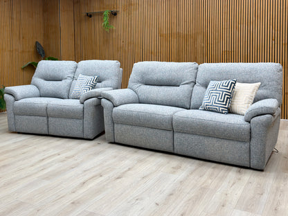 G Plan 'Seattle' B974 Arola Sky Blue Fabric 3 + 2 Seater Power Recliner Sofa Set