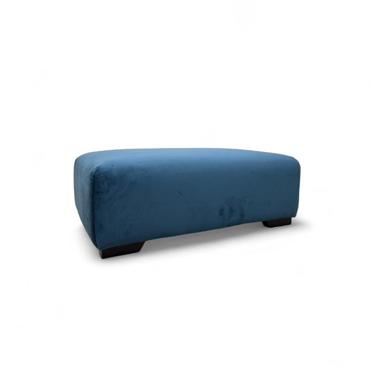 'Zika' Dark Blue Sensual Velvet Plain Banquette Footstool
