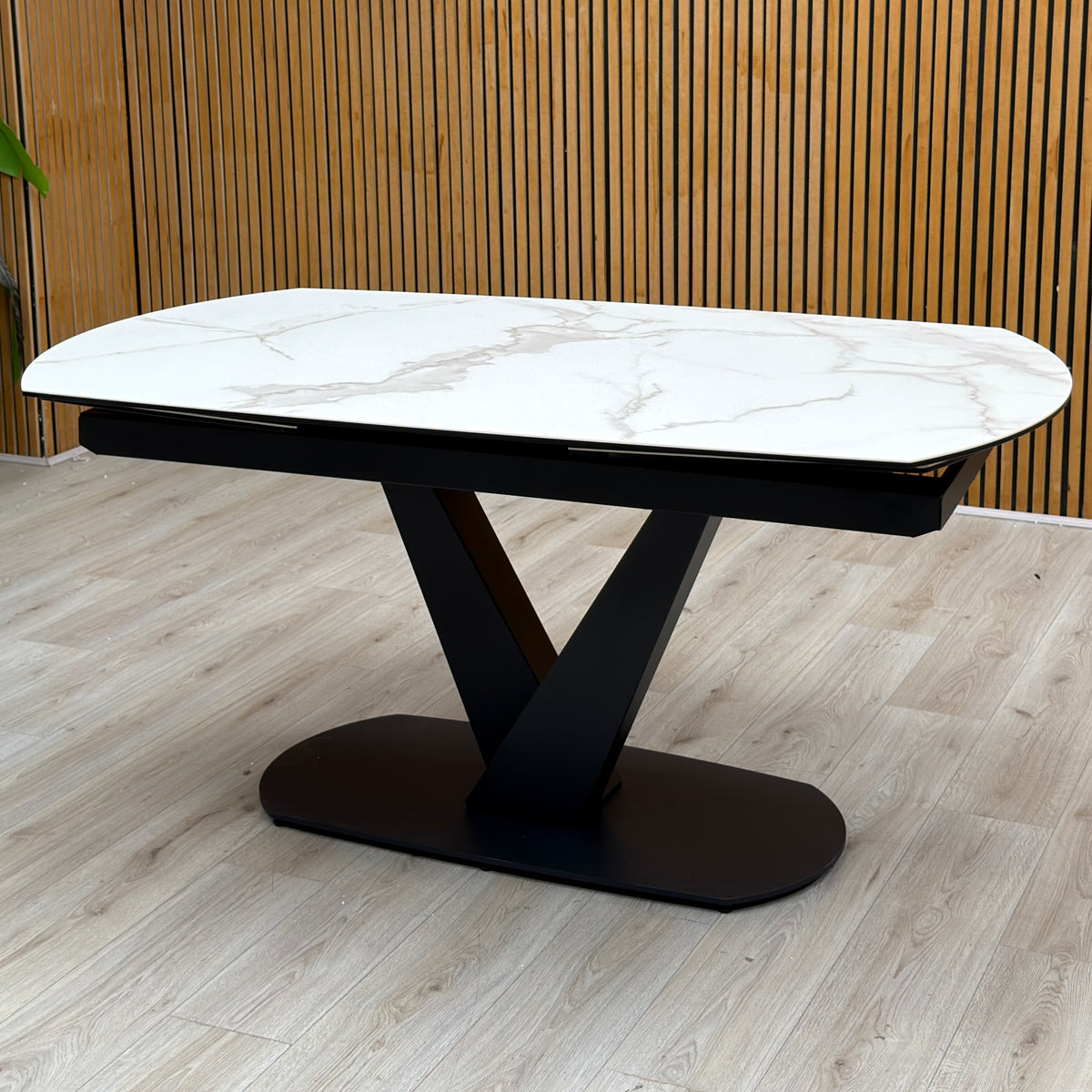 'Julio' Matt Marble Ceramic Top 160cm Swivel Extending Dining Table