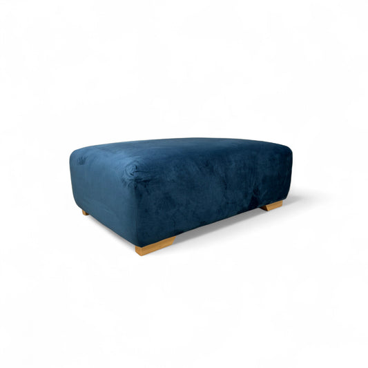 'Zika' Dark Blue Sensual Velvet Plain Banquette Footstool