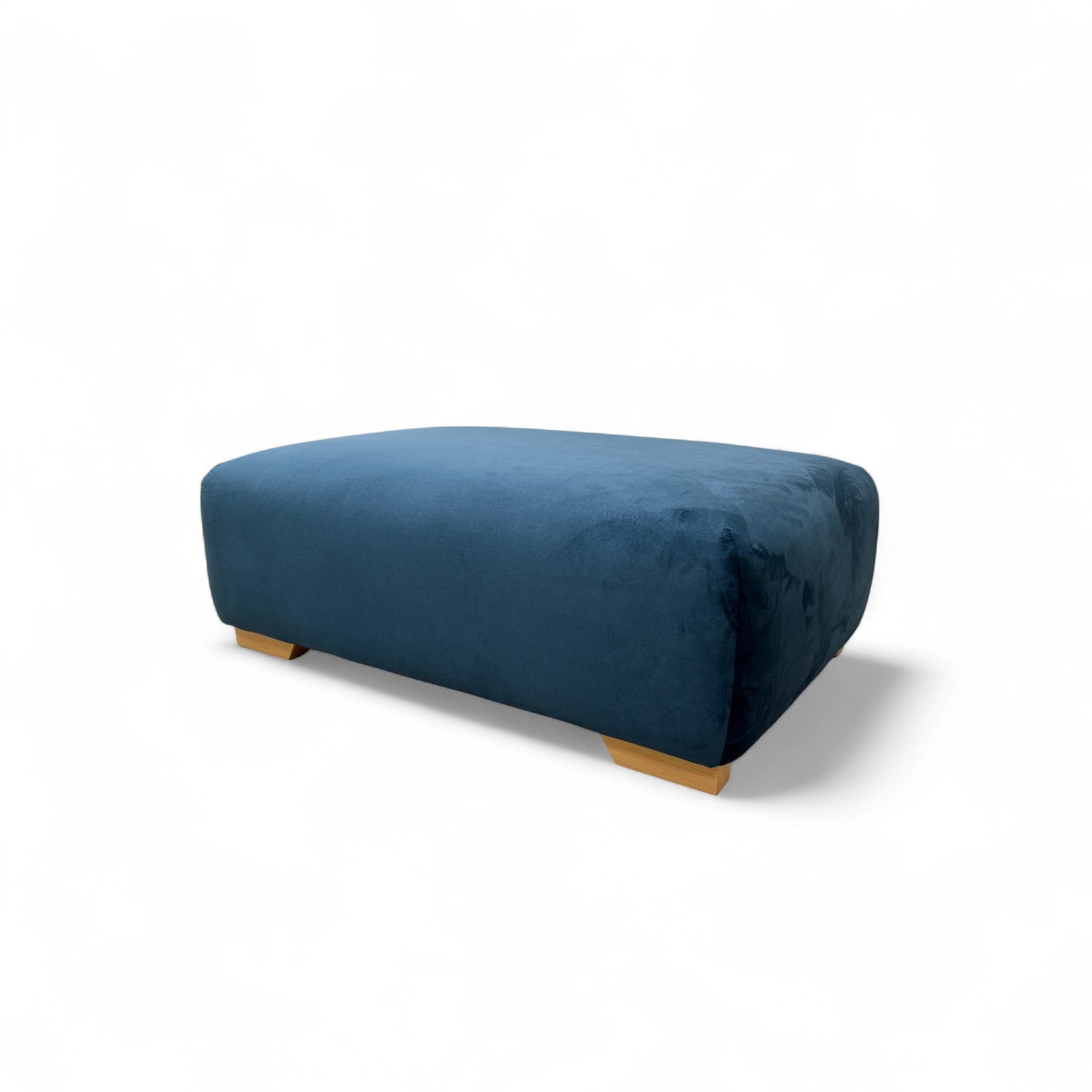 'Zika' Dark Blue Sensual Velvet Plain Banquette Footstool