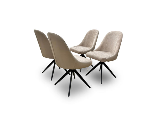 ‘Jose’ Pebble Fabric Set of 4 Swivel Dining Chairs