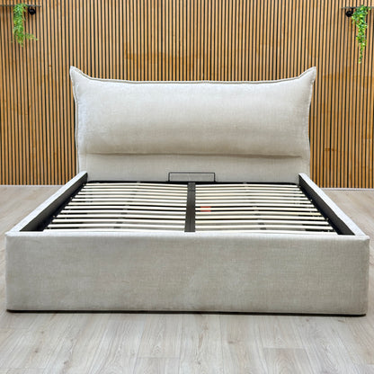 ‘Celestial’ Allora Stone Grey Fabric End Lift Ottoman Bed Frame - Super King