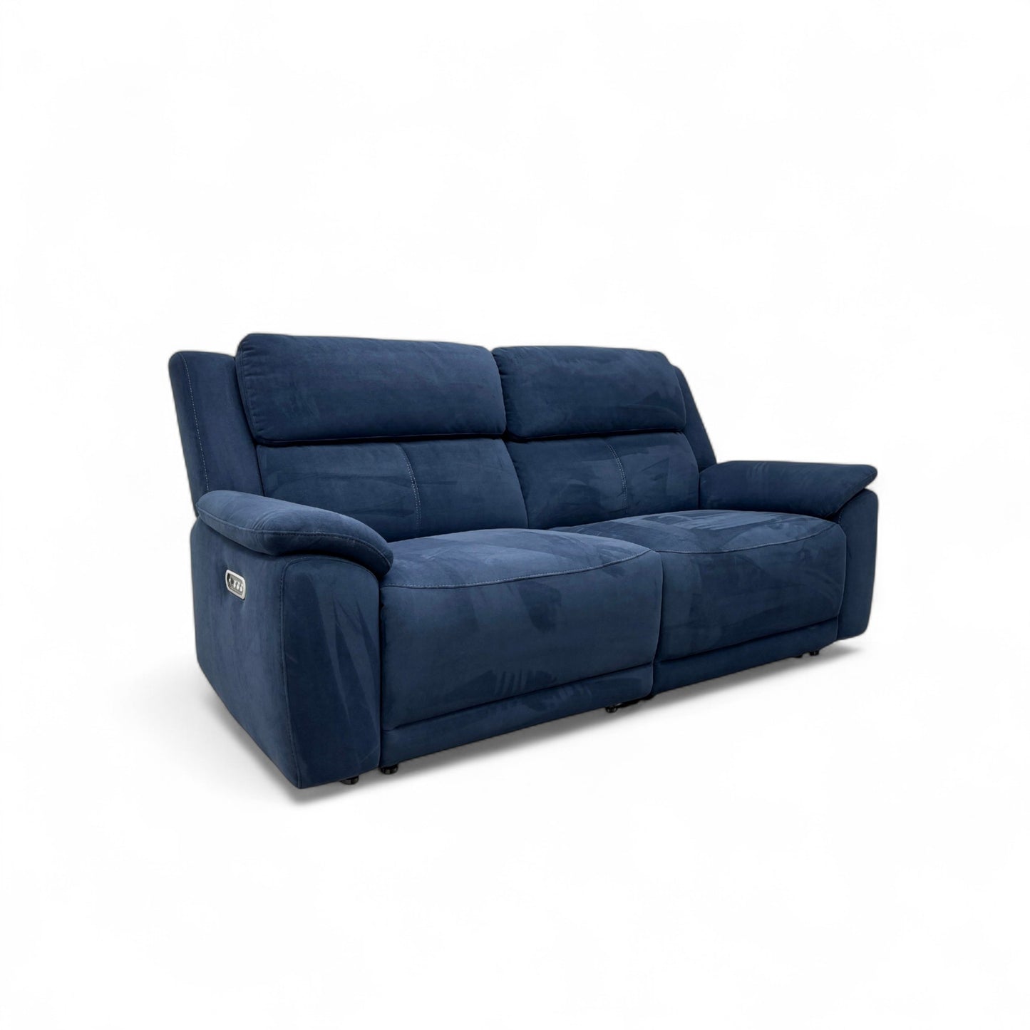 'Utah' Royal Navy Blue Velvet 3 Seater Power Recliner Sofa with Power Headrests and Power Lumbar