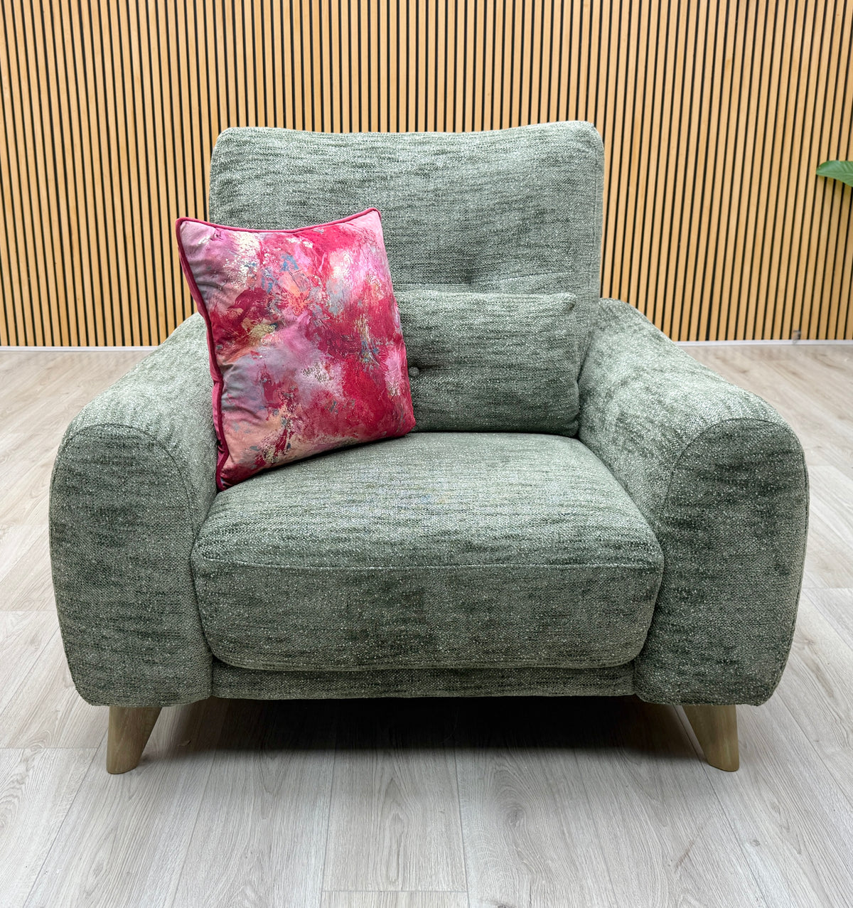 'Malmo' Fab-Mga-R11 Olive Green Fabric Chair + Storage Footstool Set