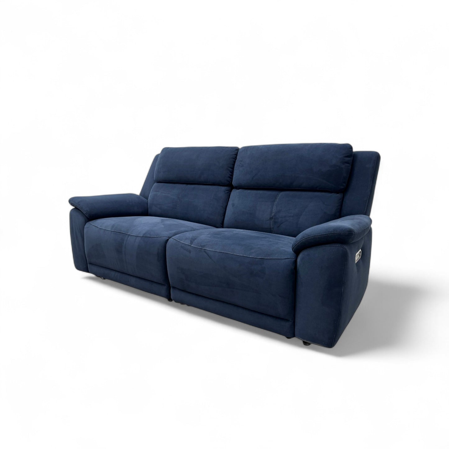 'Utah' Royal Navy Blue Velvet 3 Seater Power Recliner Sofa with Power Headrests and Power Lumbar