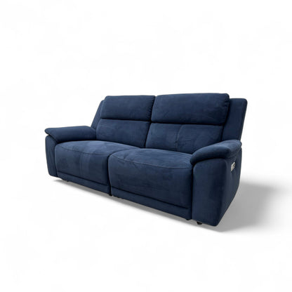 'Utah' Royal Navy Blue Velvet 3 Seater Power Recliner Sofa with Power Headrests and Power Lumbar