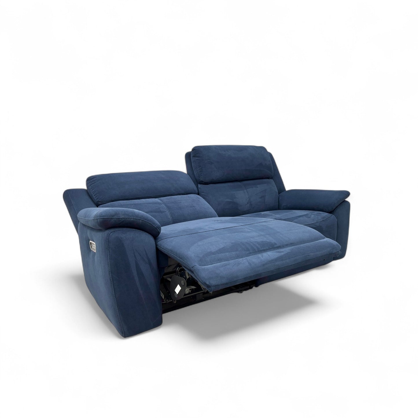 'Utah' Royal Navy Blue Velvet 3 Seater Power Recliner Sofa with Power Headrests and Power Lumbar
