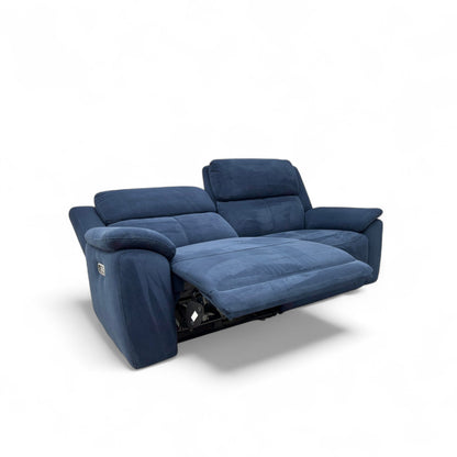 'Utah' Royal Navy Blue Velvet 3 Seater Power Recliner Sofa with Power Headrests and Power Lumbar