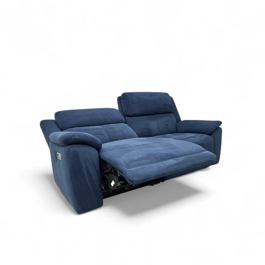 'Utah' Royal Navy Blue Velvet 3 Seater Power Recliner Sofa with Power Headrests and Power Lumbar