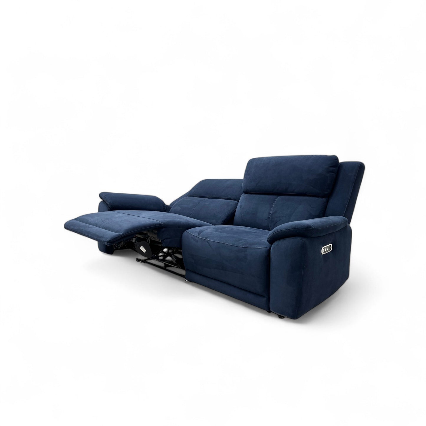 'Utah' Royal Navy Blue Velvet 3 Seater Power Recliner Sofa with Power Headrests and Power Lumbar