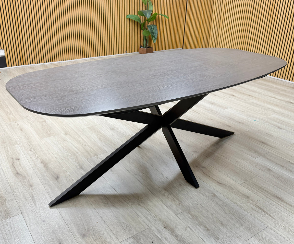 ‘Sadia’ Smoked Oak Veneer Large Oval Dining Table