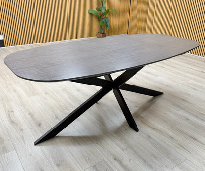 ‘Sadia’ Smoked Oak Veneer Large Oval Dining Table
