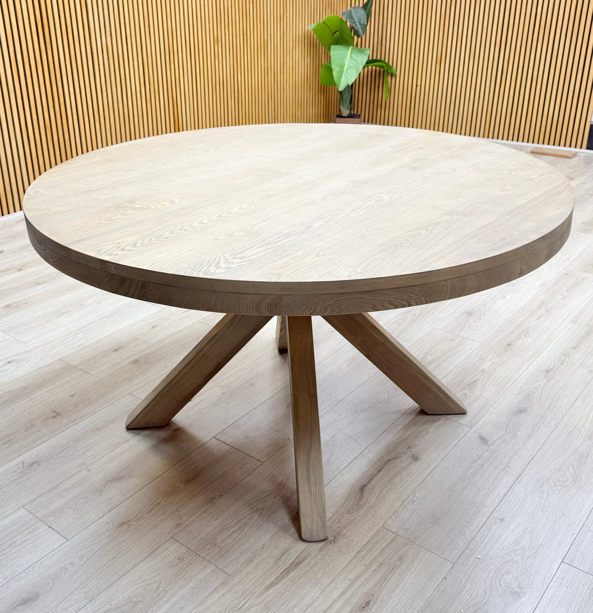 'Falun' Smoked Oak Solid Oak Round Dining Table