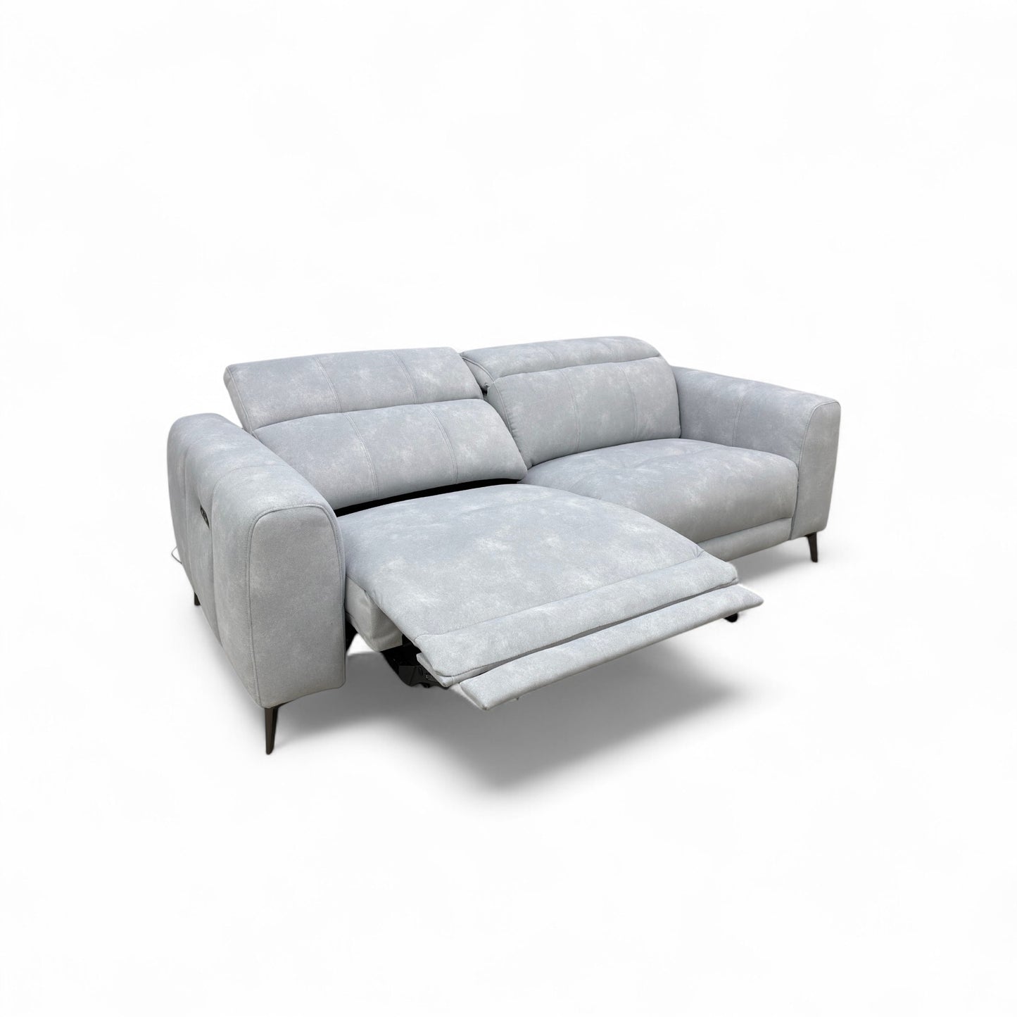 'Ezra' Dexter Smoke Velvet 3 Seater Power Recliner Sofa