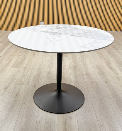 'Cody' White Ceramic Top Small Round Dining Table