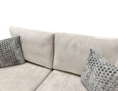 ‘Mia’ Taupe Tight Weave Fabric 3 Seater Sofa + Storage Footstool