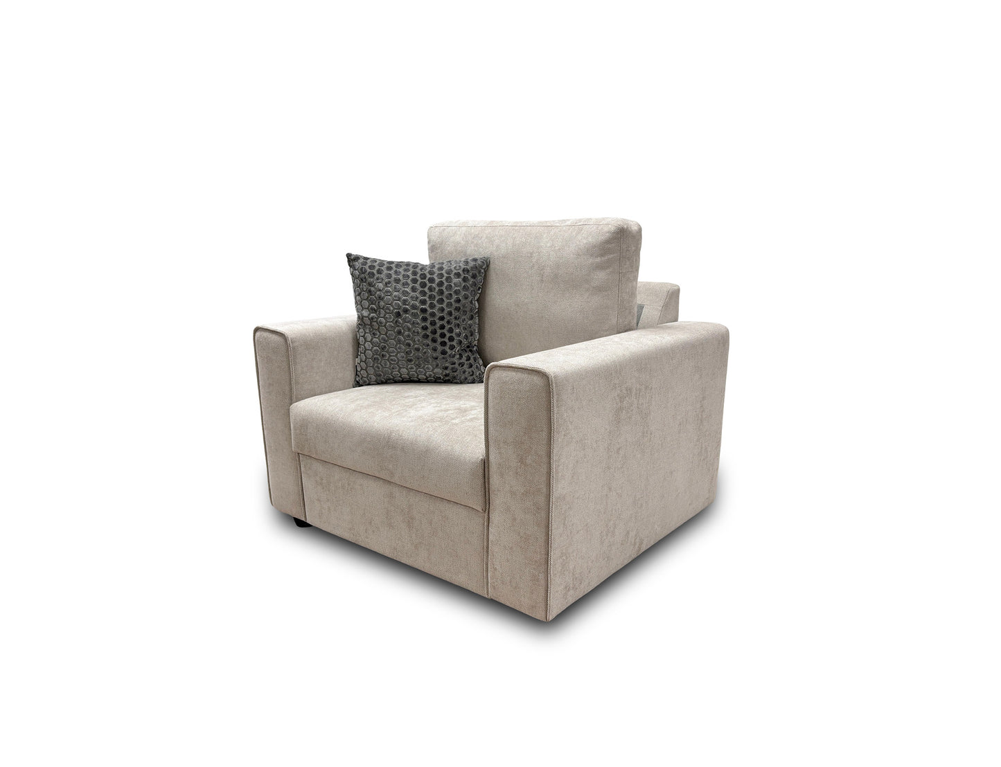 ‘Mia' Taupe Tight Weave Fabric Cuddler Chair