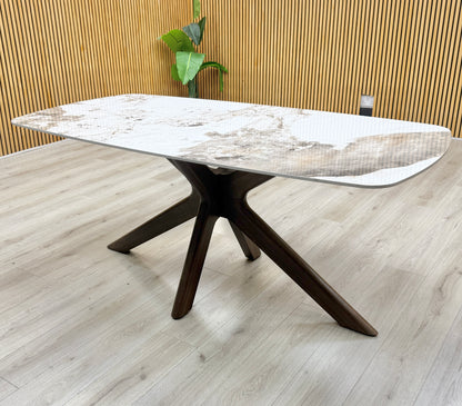 'Ariya' Marble Effect Sintered Stone Top Dining Table