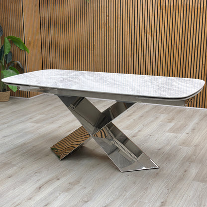 'Gabana' Real Marble Large 180cm Extending Dining Table
