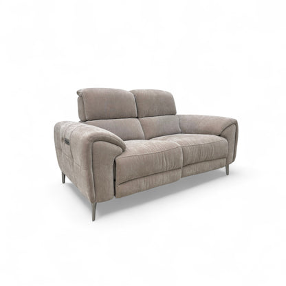 'Vino' Nutmeg Fabric 2 Seater Power Recliner Sofa with Power Headrests and Heated Seats