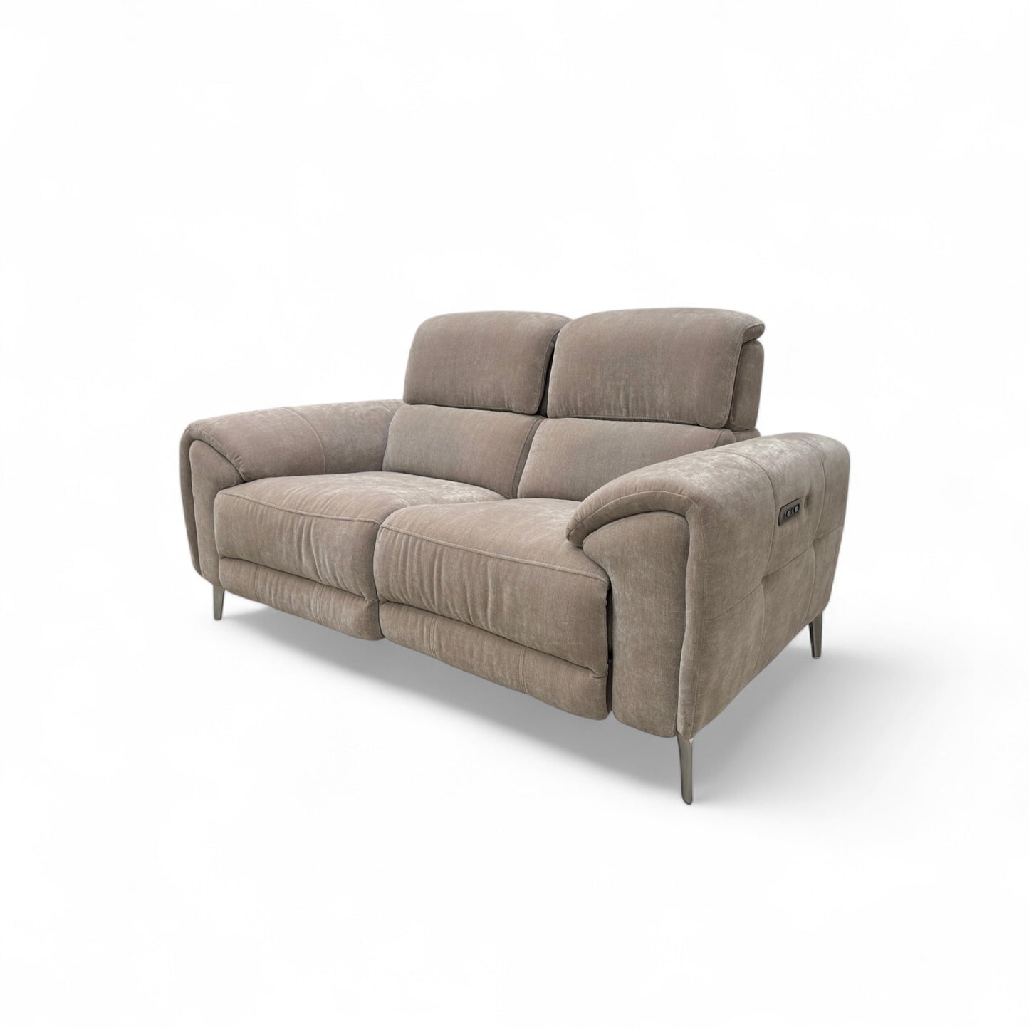 'Vino' Nutmeg Fabric 2 Seater Power Recliner Sofa with Power Headrests and Heated Seats