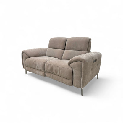 'Vino' Nutmeg Fabric 2 Seater Power Recliner Sofa with Power Headrests and Heated Seats