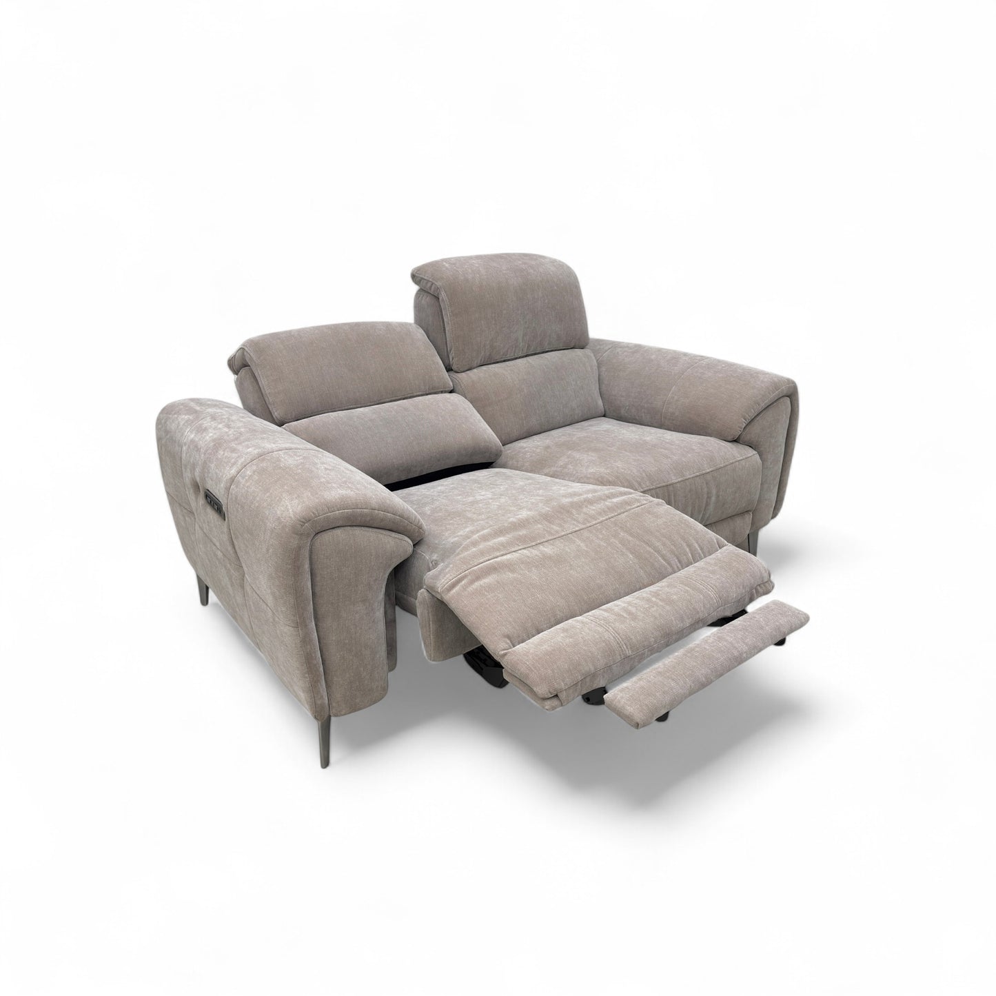 'Vino' Nutmeg Fabric 2 Seater Power Recliner Sofa with Power Headrests and Heated Seats