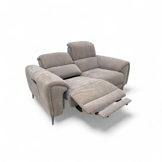 'Vino' Nutmeg Fabric 2 Seater Power Recliner Sofa with Power Headrests and Heated Seats