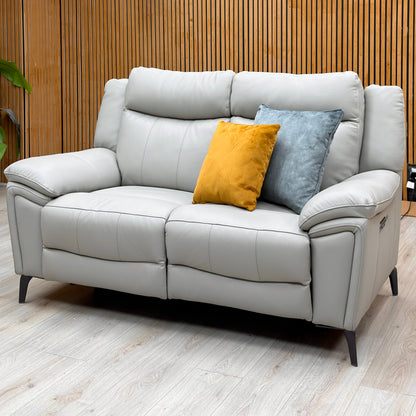 'Panache' Lead Grey Cat-60_23 Leather 2 Seater Power Recliner Sofa with Power Headrest and Heated Seats
