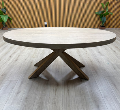 'Falun' Smoked Oak Solid Oak Small Oval Dining Table