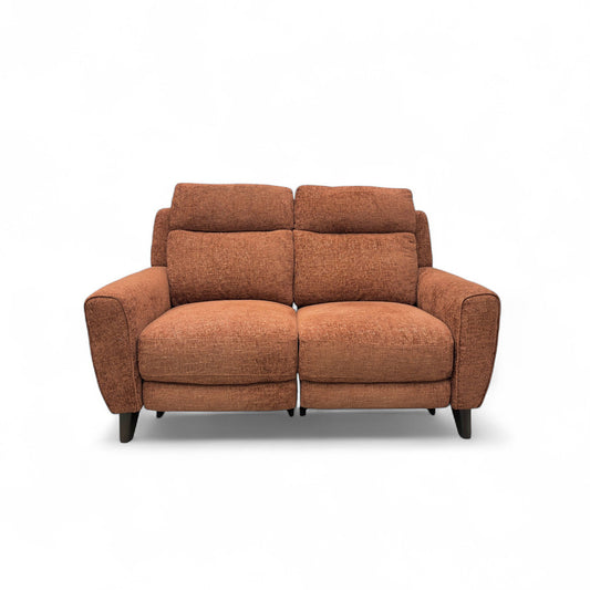'Zen' Caramel Orange 2 Seater Fabric Power Recliner Sofa with Power Headrests and Power Lumbar