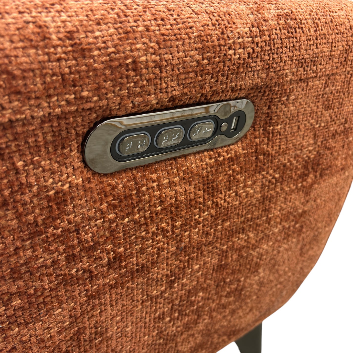 'Zen' Caramel Orange 2 Seater Fabric Power Recliner Sofa with Power Headrests and Power Lumbar
